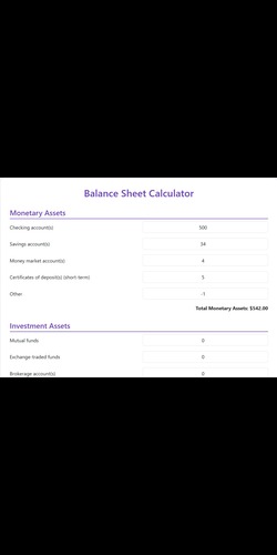 Balance Sheet Tool